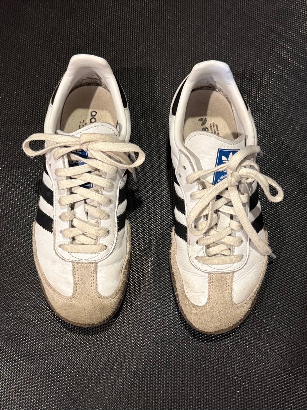 adidas samba White, Black & Tan youth size 4 Sneaker Low-Top